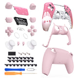 eXtremeRate Full Set Housing Shell with Action Buttons Touchpad Cover, Easter Rabbit Replacement Decorative Trim Shell Front Back Plates Compatible with ps5 Controller BDM-030/040/050 - QPFT1003G3