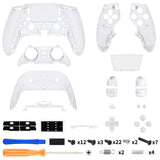 eXtremeRate Clear Full Set Housing Shell with Buttons Touchpad Cover Compatible with ps5 Edge Controller, Custom Replacement Decorative Trim Shell Front Back Plates Compatible with ps5 Edge Controller - QRHEGM002