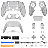 eXtremeRate Clear Black Full Set Housing Shell with Buttons Touchpad Cover Compatible with ps5 Edge Controller, Custom Replacement Decorative Trim Shell Front Back Plates Compatible with ps5 Edge Controller - QRHEGM003