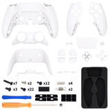 eXtremeRate White Full Set Housing Shell with Buttons Touchpad Cover Compatible with ps5 Edge Controller, Custom Replacement Decorative Trim Shell Front Back Plates Compatible with ps5 Edge Controller - QRHEGP007