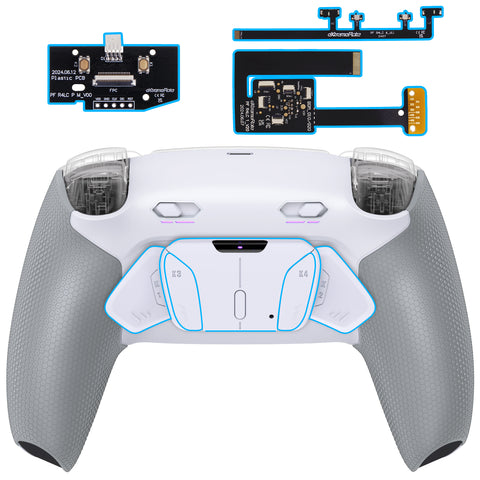 eXtremeRate RISE4 Plus MAX Back Paddles Kit with Clicky Trigger Stops & Rubberized Grip for PS5 Controller BDM-010/020 - White Gray - HKCPFM002