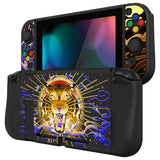 PlayVital ZealProtect Soft Protective Case for Nintendo Switch, Flexible Cover for Switch with Tempered Glass Screen Protector & Thumb Grips & ABXY Direction Button Caps - Tiger Tarot - RNSYV6042