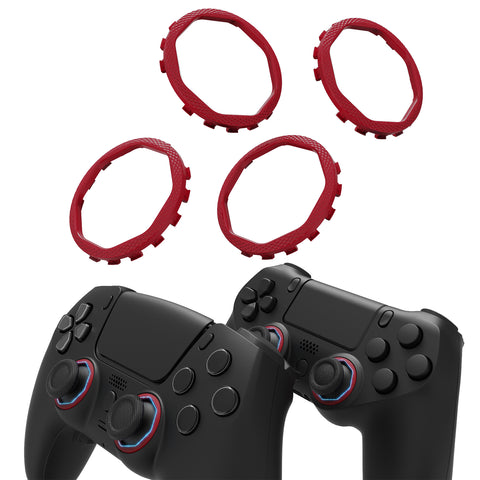 Redesigned Octagonal Gated Sticks Accent Rings for eXtremeRate Luna Shell for PS5 Controller, Replacement Accessory for eXtremeRate Ghost Shell for PS4 Controller - Not for Standard Faceplate - Carmine Red - YNMP4M003