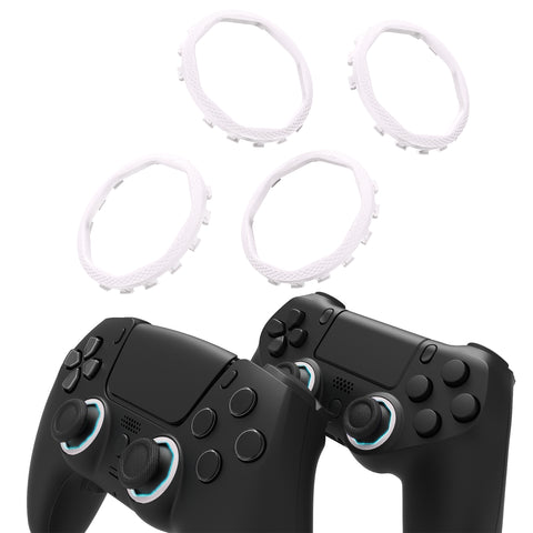 Redesigned Octagonal Gated Sticks Accent Rings for eXtremeRate Luna Shell for PS5 Controller, Replacement Accessory for eXtremeRate Ghost Shell for PS4 Controller - Not for Standard Faceplate - White - YNMP4M002
