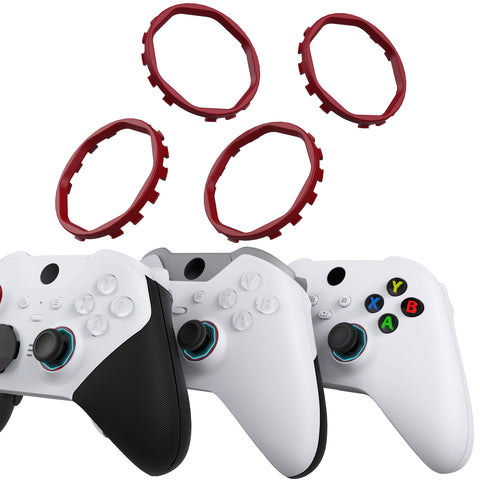 Redesigned Replacement Octagonal Gated Sticks Accent Rings for Xbox Elite Series 2 Core & Elite Series 2 & Xbox Elite, for eXtremeRate ASR Version Shell for Xbox Series X/S Controller - Carmine Red - YUEE2M003