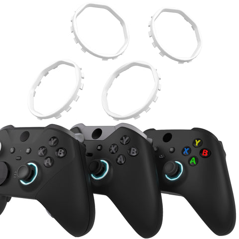 Redesigned Replacement Octagonal Gated Sticks Accent Rings for Xbox Elite Series 2 Core & Elite Series 2 & Xbox Elite, for eXtremeRate ASR Version Shell for Xbox Series X/S Controller - White - YUEE2M002
