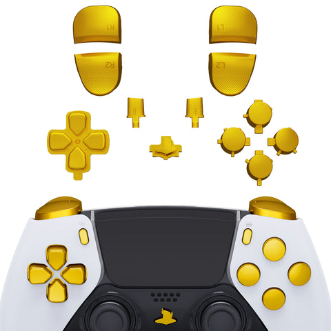 eXtremeRate Replacement D-pad R1 L1 R2 L2 Triggers Share Options Home Face Buttons Compatible with ps5 Edge Controller, Chrome Gold Full Set Buttons Compatible with ps5 Edge Controller - JXTEGD001