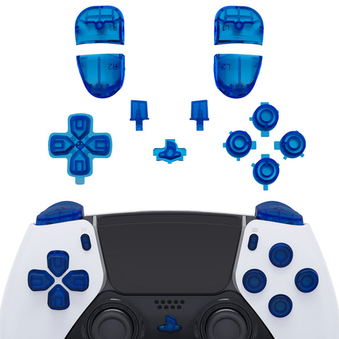 eXtremeRate Replacement D-pad R1 L1 R2 L2 Triggers Share Options Home Face Buttons Compatible with ps5 Edge Controller, Clear Blue Full Set Buttons Compatible with ps5 Edge Controller - JXTEGM004