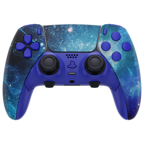 eXtremeRate Blue Nebula Full Set Housing Shell with Buttons Touchpad Cover Compatible with ps5 Edge Controller, Custom Replacement Decorative Trim Shell Front Back Plates Compatible with ps5 Edge Controller - QRHEGT005