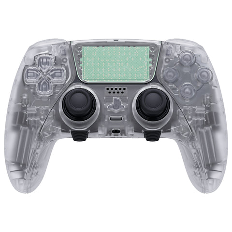 eXtremeRate Clear Full Set Housing Shell with Buttons Touchpad Cover Compatible with ps5 Edge Controller, Custom Replacement Decorative Trim Shell Front Back Plates Compatible with ps5 Edge Controller - QRHEGM002