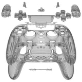 eXtremeRate Clear Black Full Set Housing Shell with Buttons Touchpad Cover Compatible with ps5 Edge Controller, Custom Replacement Decorative Trim Shell Front Back Plates Compatible with ps5 Edge Controller - QRHEGM003