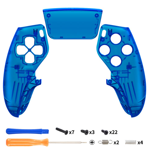 eXtremeRate Clear Blue Left Right Front Housing Shell with Touchpad Compatible with ps5 Edge Controller, DIY Replacement Faceplate Shell Custom Touch Pad Cover Compatible with ps5 Edge Controller - MLREGM004