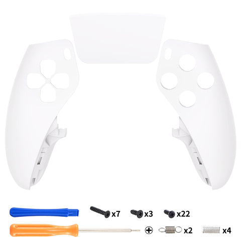 eXtremeRate White Left Right Front Housing Shell with Touchpad Compatible with ps5 Edge Controller, DIY Replacement Faceplate Shell Custom Touch Pad Cover Compatible with ps5 Edge Controller - MLREGP007