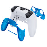 eXtremeRate Clear Blue Top Bottom Decorative Trim Shell Compatible with ps5 Edge Controller DIY Replacement Front Back Clip Shell, Custom Plates Cover Compatible with ps5 Edge Controller - CXQEGM004