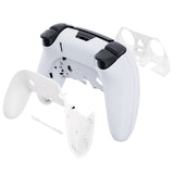 eXtremeRate White Top Bottom Decorative Trim Shell Compatible with ps5 Edge Controller DIY Replacement Front Back Clip Shell, Custom Plates Cover Compatible with ps5 Edge Controller - CXQEGP007