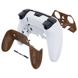 eXtremeRate Wood Grain Top Bottom Decorative Trim Shell Compatible with ps5 Edge Controller DIY Replacement Front Back Clip Shell, Custom Plates Cover Compatible with ps5 Edge Controller - CXQEGS001