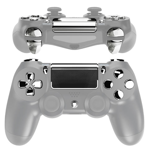 eXtremeRate Chrome Silver Replacement D-pad R1 L1 R2 L2 Triggers Touchpad Action Home Share Options Buttons, Full Set Buttons Repair Kits with Tool for PS4 Slim PS4 Pro CUH-ZCT2 Controller - SP4J0414