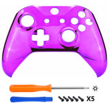 eXtremeRate Chrome Purple Edition Front Housing Shell Faceplate for Xbox One S & Xbox One X Controller (Model 1708) - SXOFD05