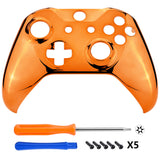 eXtremeRate Chrome Orange Edition Front Housing Shell Faceplate for Xbox One S & Xbox One X Controller (Model 1708) - SXOFD07