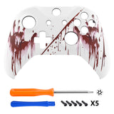 eXtremeRate Bloody Hand Patterned Front Housing Shell Case, Soft Touch Faceplate Cover Replacement Kit for Xbox One S & One X Controller (Model 1708) - SXOFT45X