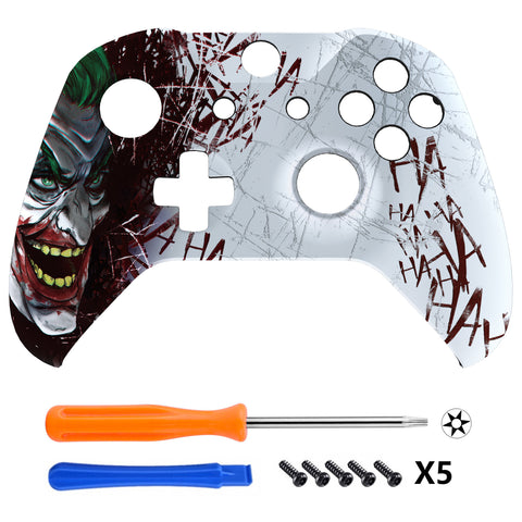 eXtremeRate Clown HAHAHA Faceplate Cover Soft Touch Front Housing Shell Comfortable Soft Grip Replacement Kit for Microsoft Xbox One X & One S Controller - SXOFT57X