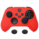 PlayVital Samurai Edition Passion Red Anti-slip Controller Grip Silicone Skin, Ergonomic Soft Rubber Protective Case Cover for Xbox Series S/X Controller with Black Thumb Stick Caps - WAX3014