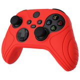 PlayVital Samurai Edition Passion Red Anti-slip Controller Grip Silicone Skin, Ergonomic Soft Rubber Protective Case Cover for Xbox Series S/X Controller with Black Thumb Stick Caps - WAX3014