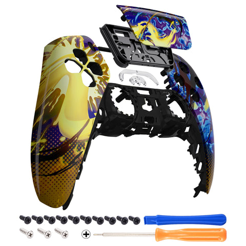 eXtremeRate Splattering Fighting Front Housing Shell Compatible with ps5 Controller BDM-010/020/030/040, DIY Replacement Shell Custom Touch Pad Cover Compatible with ps5 Controller - ZPFT1098G3