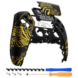 eXtremeRate The Great GOLDEN Wave Off Kanagawa - Black Front Housing Shell Compatible with ps5 Controller BDM-010/020/030/040/050, DIY Replacement Shell Custom Touch Pad Cover Compatible with ps5 Controller - ZPFT1094G3