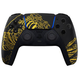 eXtremeRate The Great GOLDEN Wave Off Kanagawa - Black Front Housing Shell Compatible with ps5 Controller BDM-010/020/030/040/050, DIY Replacement Shell Custom Touch Pad Cover Compatible with ps5 Controller - ZPFT1094G3