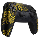 eXtremeRate The Great GOLDEN Wave Off Kanagawa - Black Front Housing Shell Compatible with ps5 Controller BDM-010/020/030/040/050, DIY Replacement Shell Custom Touch Pad Cover Compatible with ps5 Controller - ZPFT1094G3