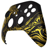 eXtremeRate The Great GOLDEN Wave Off Kanagawa - Black Replacement Part Faceplate, Soft Touch Grip Housing Shell Case for Xbox Series S & Xbox Series X Controller Accessories - Controller NOT Included - FX3T188