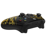 eXtremeRate The Great GOLDEN Wave Off Kanagawa - Black Replacement Part Faceplate, Soft Touch Grip Housing Shell Case for Xbox Series S & Xbox Series X Controller Accessories - Controller NOT Included - FX3T188