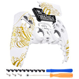 eXtremeRate The Great GOLDEN Wave Off Kanagawa - White Front Housing Shell Compatible with ps5 Controller BDM-010/020/030/040/050, DIY Replacement Shell Custom Touch Pad Cover Compatible with ps5 Controller - ZPFT1095G3