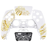 eXtremeRate The Great GOLDEN Wave Off Kanagawa - White Front Housing Shell Compatible with ps5 Controller BDM-010/020/030/040/050, DIY Replacement Shell Custom Touch Pad Cover Compatible with ps5 Controller - ZPFT1095G3