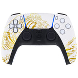 eXtremeRate The Great GOLDEN Wave Off Kanagawa - White Front Housing Shell Compatible with ps5 Controller BDM-010/020/030/040/050, DIY Replacement Shell Custom Touch Pad Cover Compatible with ps5 Controller - ZPFT1095G3