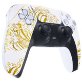 eXtremeRate The Great GOLDEN Wave Off Kanagawa - White Front Housing Shell Compatible with ps5 Controller BDM-010/020/030/040/050, DIY Replacement Shell Custom Touch Pad Cover Compatible with ps5 Controller - ZPFT1095G3