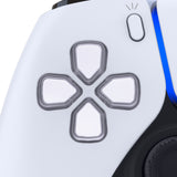 eXtremeRate Two-Tone Robot White & Clear Custom Dpad Action Buttons Replacement No Letter Imprint D-pad Face Buttons Compatible with ps5 Controller - JPFG009