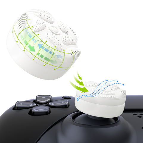 PlayVital Thumbs Cushion Caps Thumb Grips for ps5/4, Thumbstick Grip Cover for Xbox Series X/S, Thumb Grip Caps for Xbox One, Elite Series 2, for Switch Pro Controller - Raindrop Texture Design White - PJM3034