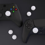 PlayVital Thumbs Cushion Caps Thumb Grips for ps5/4, Thumbstick Grip Cover for Xbox Series X/S, Thumb Grip Caps for Xbox One, Elite Series 2, for Switch Pro Controller - Raindrop Texture Design White - PJM3034