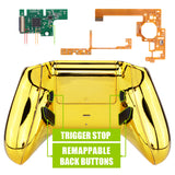 eXtremeRate Chrome Gold Lofty Remappable Remap & Trigger Stop Kit, Redesigned Back Shell & Side Rails & Back Buttons & Trigger Lock for Xbox One Wireless Controller 1708 - X1RM006