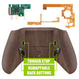 eXtremeRate Wood Grain Lofty Remappable Remap & Trigger Stop Kit, Redesigned Back Shell & Side Rails & Back Buttons & Trigger Lock for Xbox One S X Controller 1708 - X1RM008