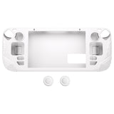 PlayVital Armor Series Protective Case for Steam Deck LCD, Soft Cover Silicone Protector for Steam Deck with Back Button Enhancement Designed & Thumb Grips Caps - White - XFSDP002