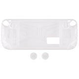 PlayVital Armor Series Protective Case for Steam Deck LCD, Soft Cover Silicone Protector for Steam Deck with Back Button Enhancement Designed & Thumb Grips Caps - Clear White - XFSDP003