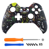 eXtremeRate Scary Party Patterned Faceplate Cover, Soft Touch Front Housing Shell Case, Comfortable Soft Grip Replacement Kit for Xbox One Elite Controller Model 1698 - XOET006M