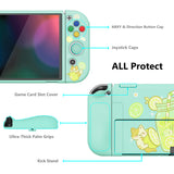 PlayVital ZealProtect Soft Protective Case for Switch OLED, Flexible Protector Joycon Grip Cover for Switch OLED with Thumb Grip Caps & ABXY Direction Button Caps - Lemonade Kitty - XSOYV6037