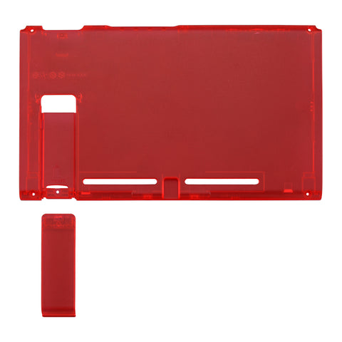eXtremeRate Transparent Clear Red Console Back Plate DIY Replacement Housing Shell Case with Kickstand for Nintendo Switch Console - ZM502