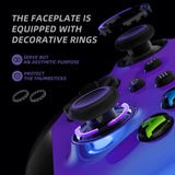 eXtremeRate Chameleon Purple Blue ASR Version Performance Rubberized Side Rails Front Shell with Accent Rings for Xbox Series X/S Controller - ZX3C3002