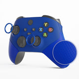 eXtremeRate Rubberized Blue ASR Version Performance Rubberized Side Rails Front Shell with Accent Rings for Xbox Series X/S Controller - ZX3C3004