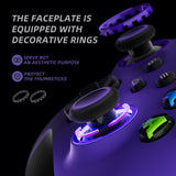 eXtremeRate Rubberized Purple ASR Version Performance Rubberized Side Rails Front Shell with Accent Rings for Xbox Series X/S Controller - ZX3C3005